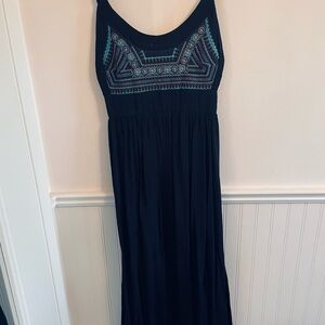 Chic Black Embroidered Maxi Dress